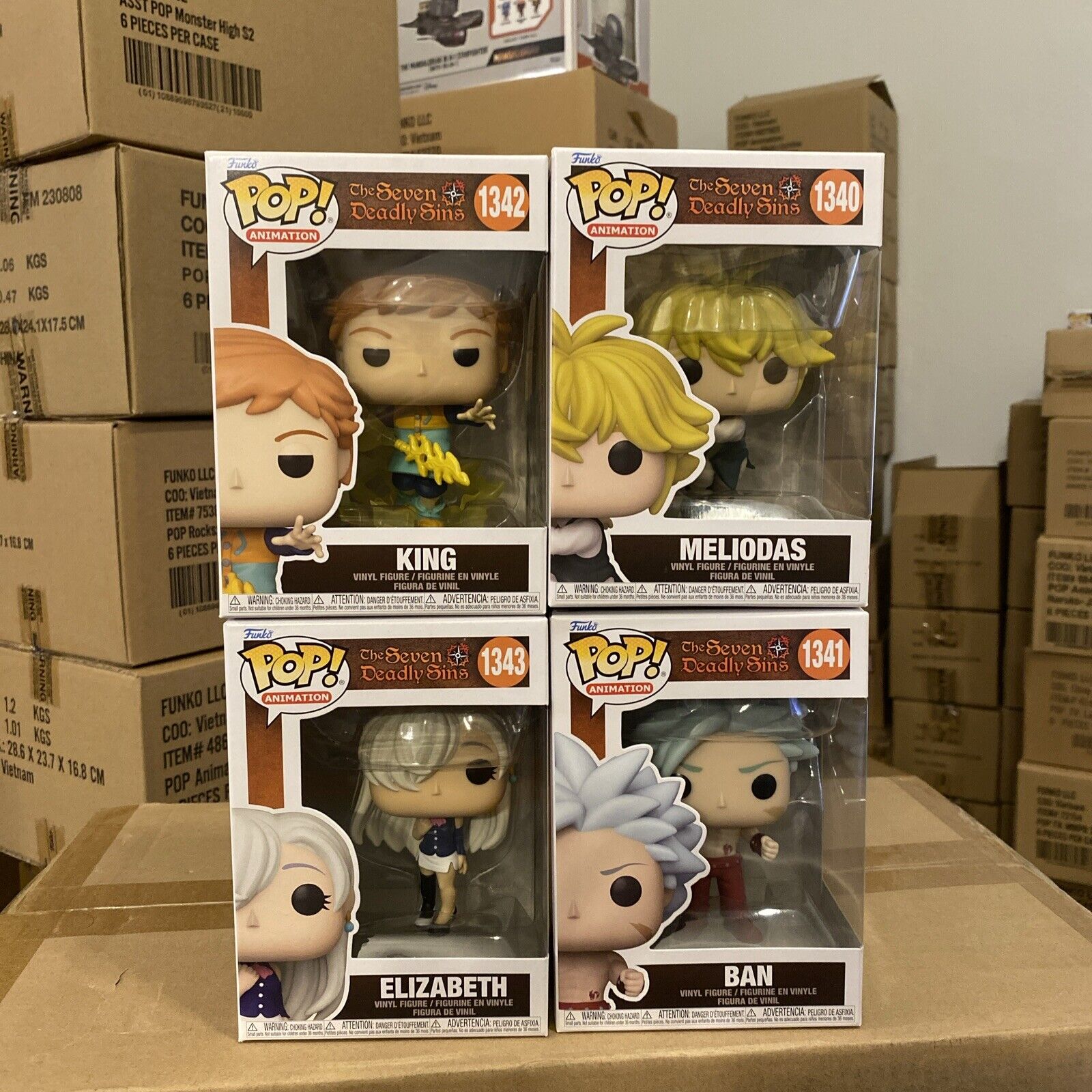 Funko POP Animation: The Seven Deadly Sins Wave 1 - Complete Set of 4 - Mint