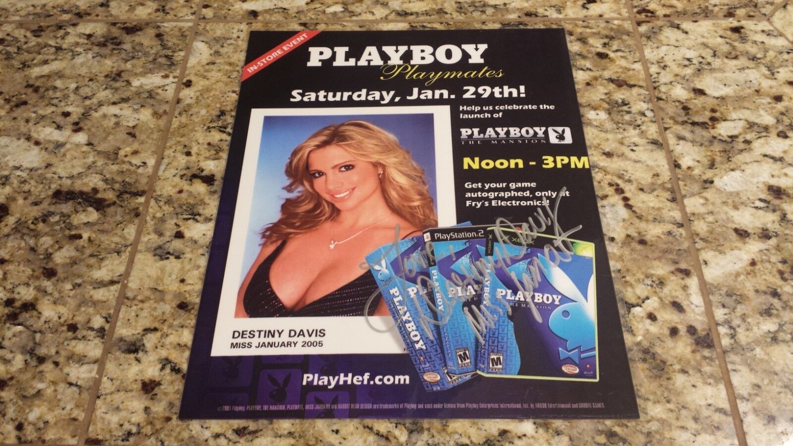 Destiny Davis Signed Photo  + Cards +Poster Playboy The Mansion Xbox Playstation