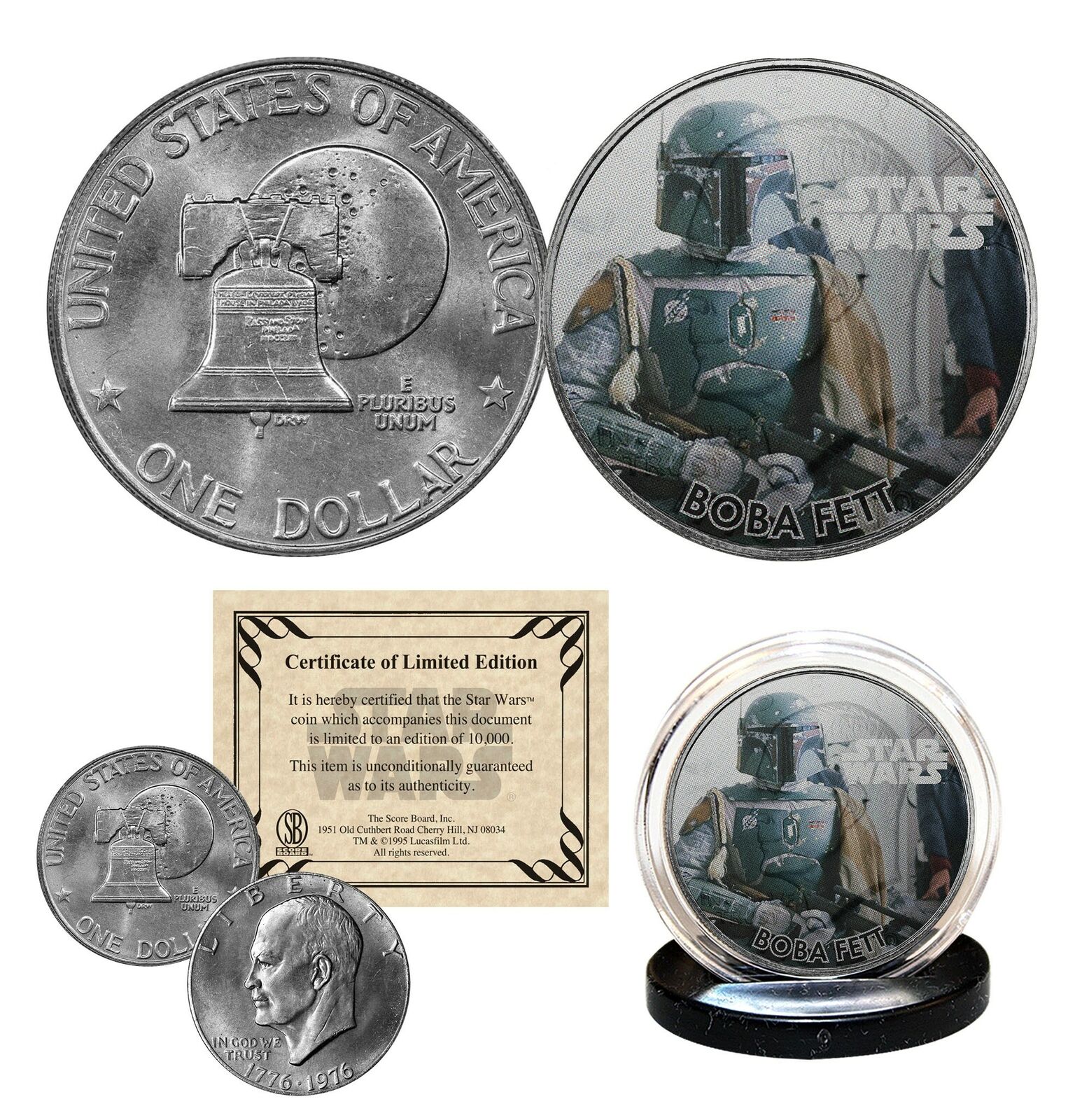 BOBA FETT - STAR WARS Officially Licensed 1976 Eisenhower IKE Dollar U.S. Coin