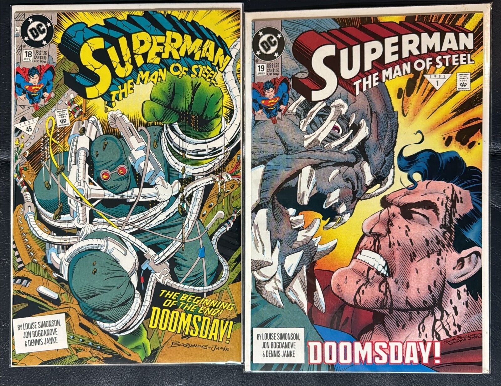 Superman The Man Of Steel #18, 19 1992-1993 Lot of 2 DC Comics Doomsday