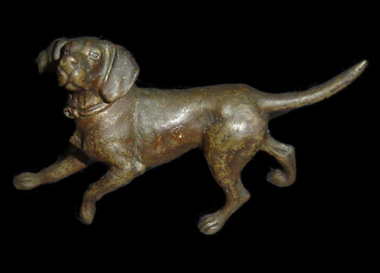 Antique Fabulous Viennese Vienna Bronze Sculpture Of a Beagle Dog Signed Austria