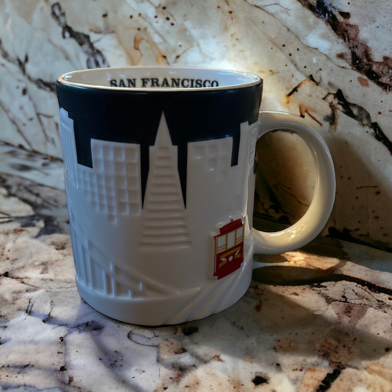 Starbucks 2012 San Francisco City 3D Relief Coffee Mug Skyline Cable Car 18 oz