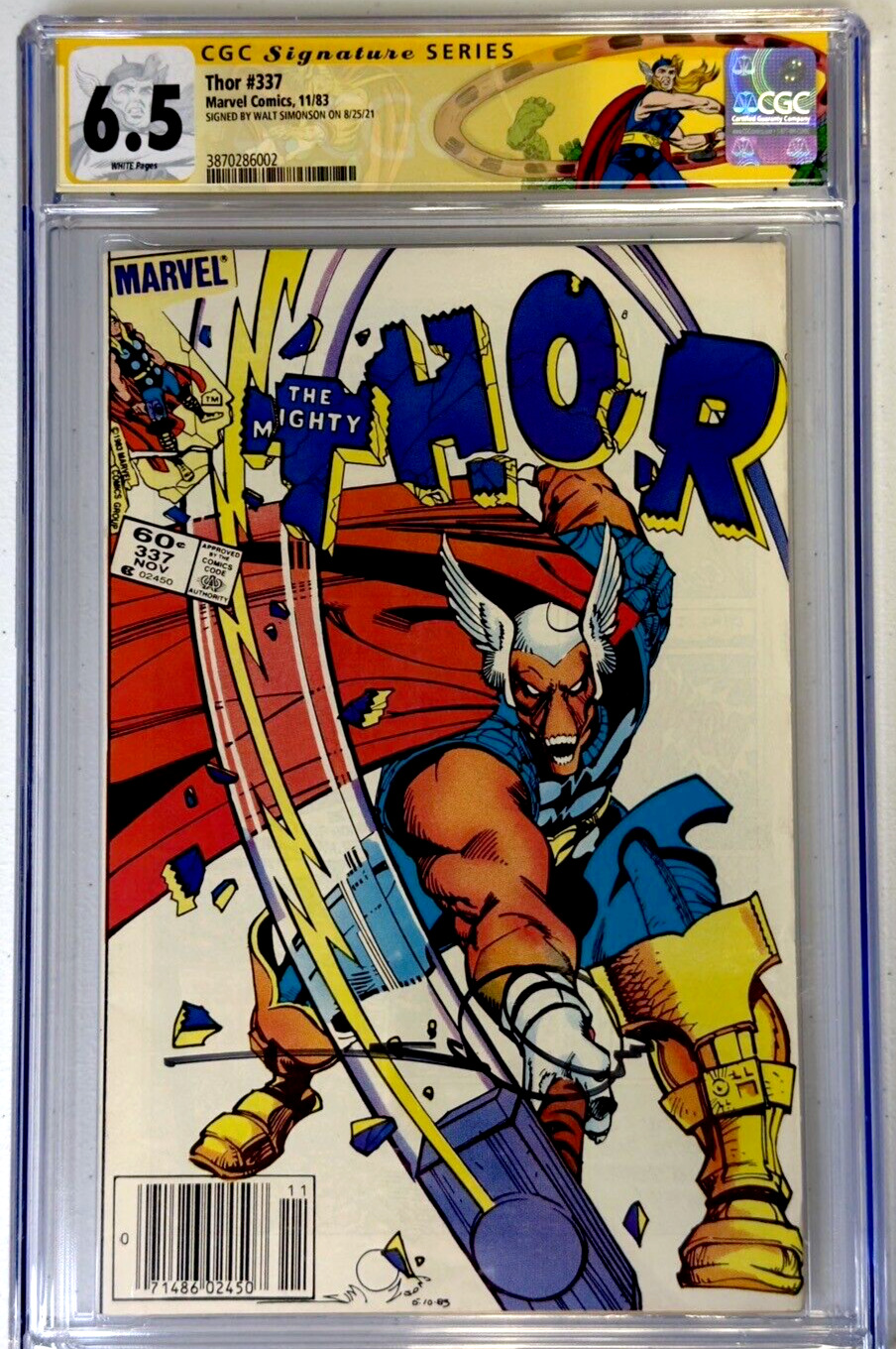 Thor #337 CGC 6.5 Marvel 1983 Signed Walt Simonson Newsstand 1st Beta Ray Bill