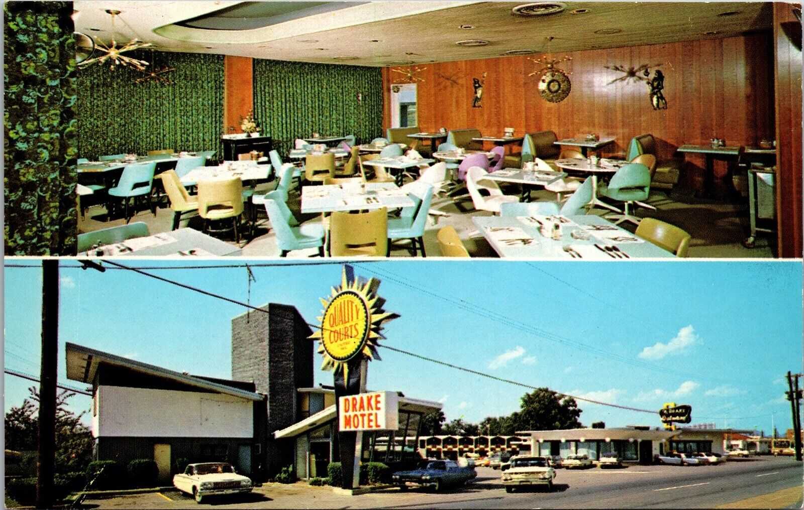 Drake Motel & Restaurant Chattanooga Tenn. Postcard Chrome Multi View 1950's Era