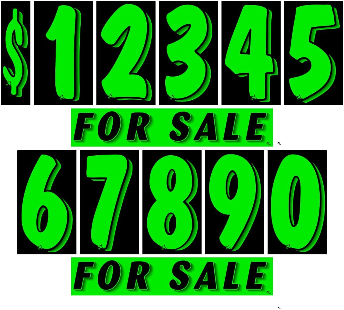 Vinyl Number & for Sale Decals 13 Dozen Car Lot Windshield Pricing Stickers (Gre