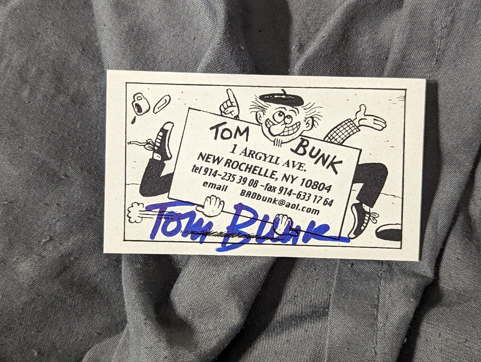 Tom Bunk Garbage Pail Kids Artist Autographed Signed Business Card 