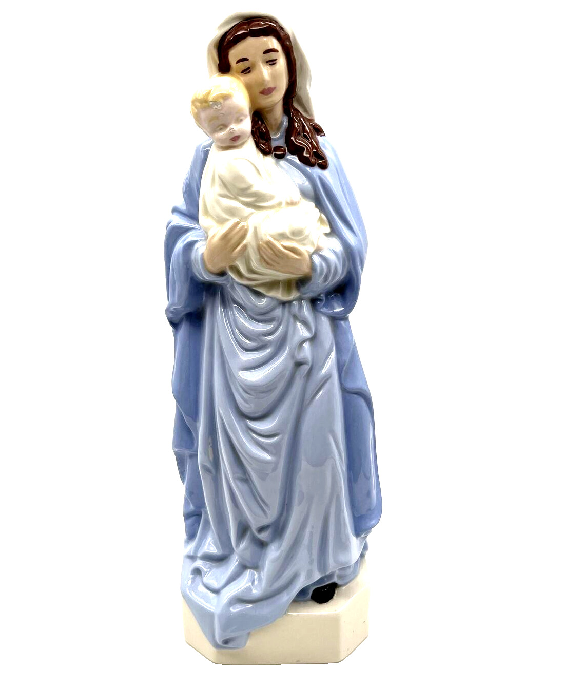VTG Madonna Mother Mary Holding Baby Jesus Ceramic Statue Religious Signed 13”
