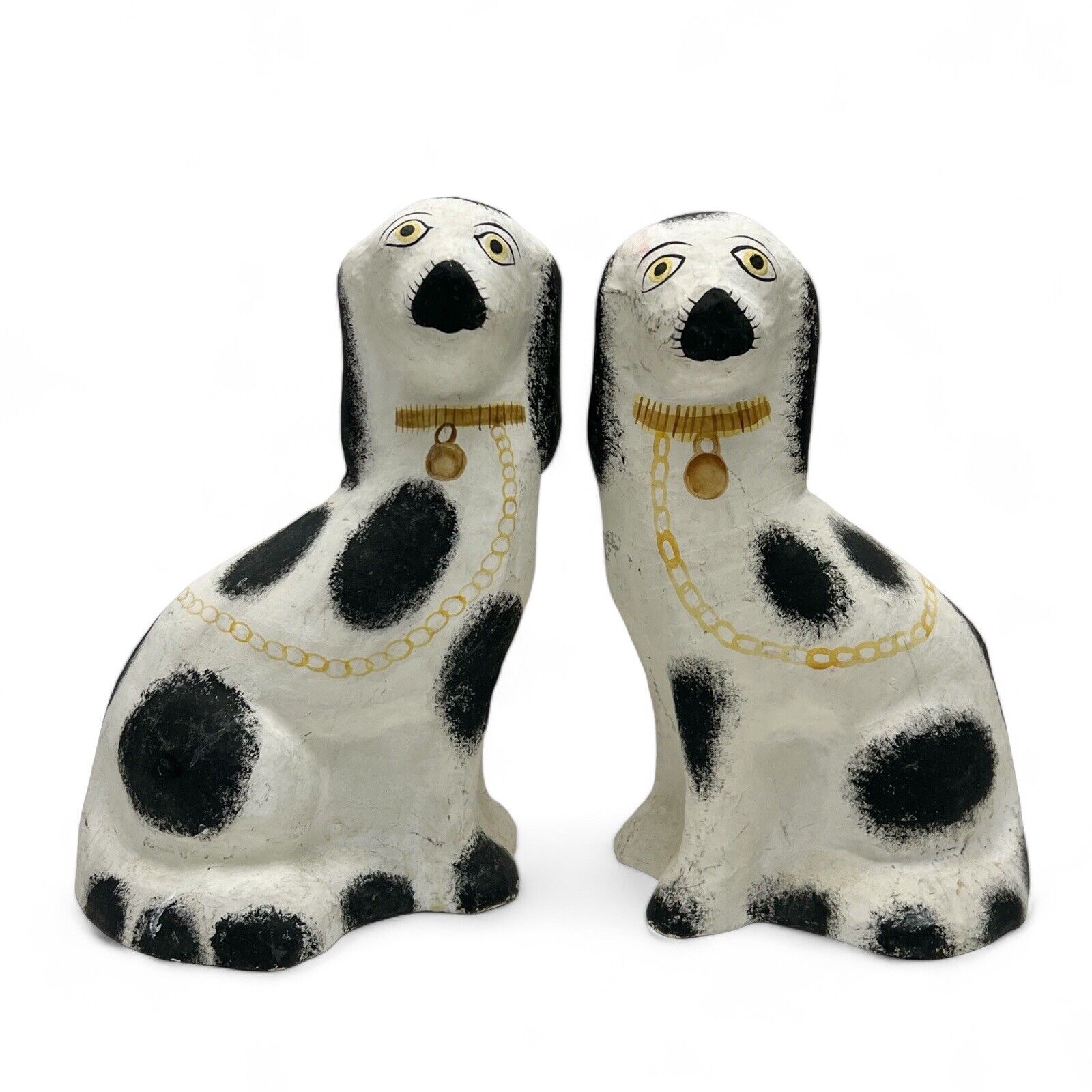 Vintage Pair of Staffordshire Papier Mache Spaniels Mantle Dogs Figurines 12”