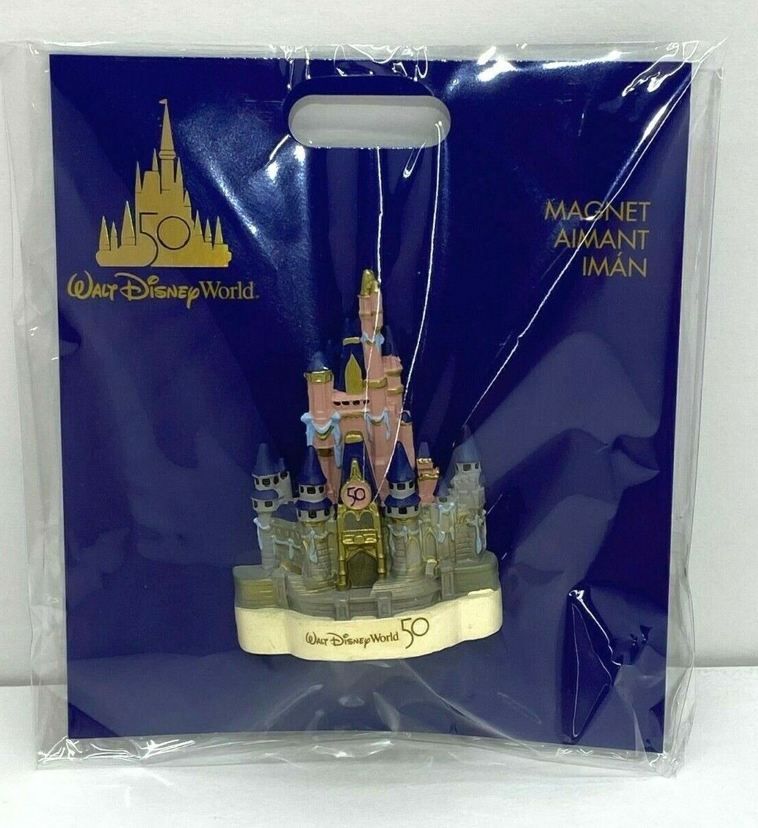 Walt Disney World 50th Anniversary Cinderella Castle Fridge Magnet Rose Gold