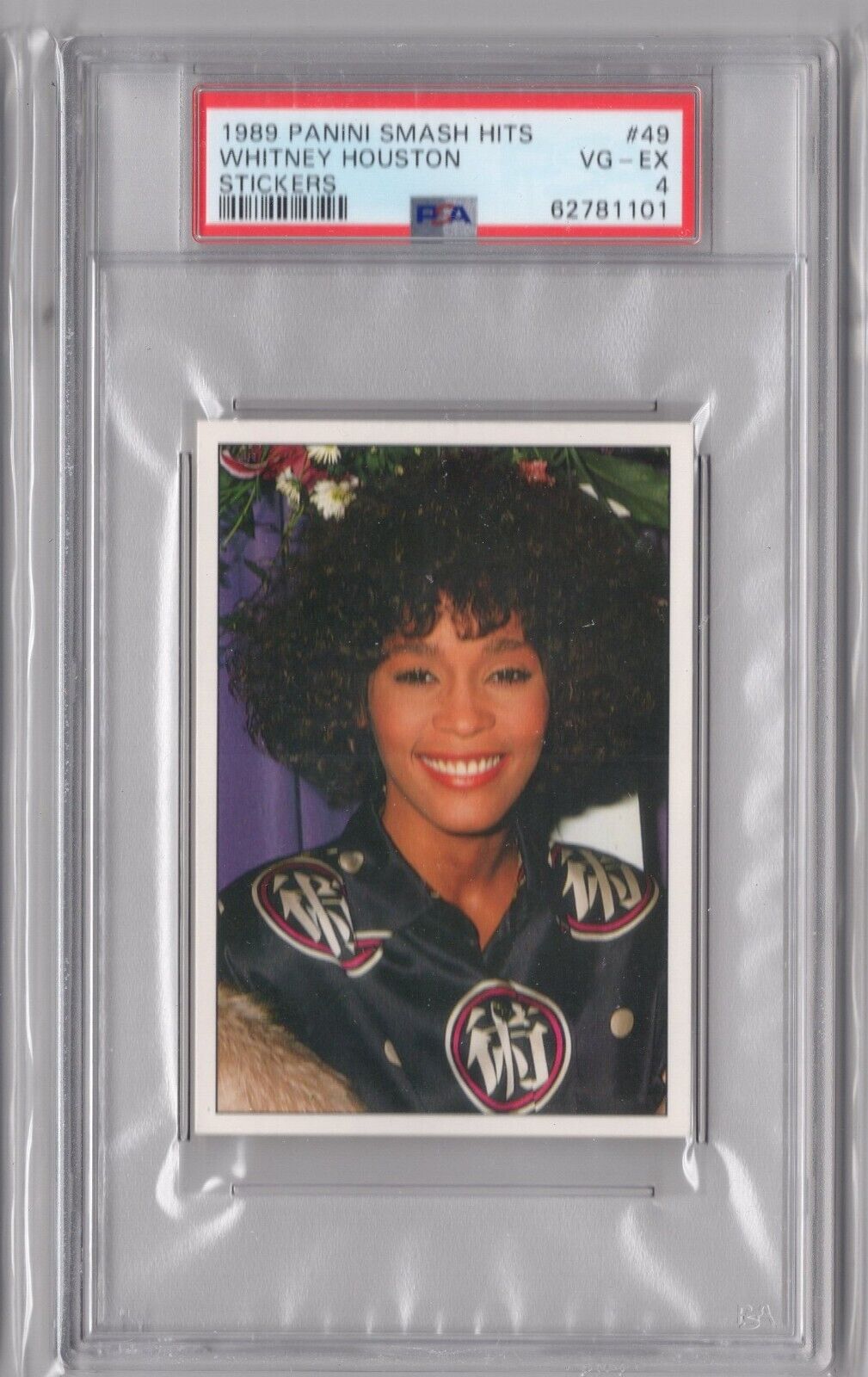 1989 Panini Smash Hits Collection #49 Sticker Card Whitney Houston PSA 4