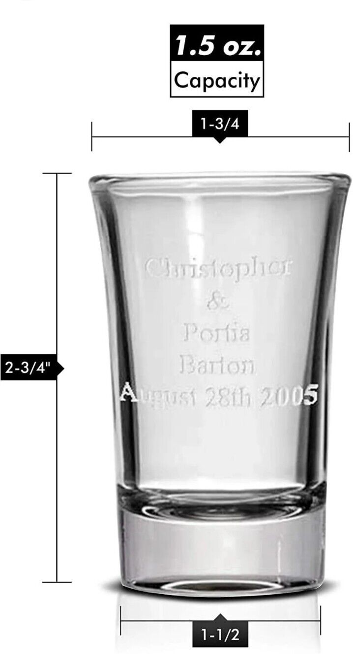 Personalized Shot Glass (1.5oz) Free Engraving Groomsman & Bridesmaid