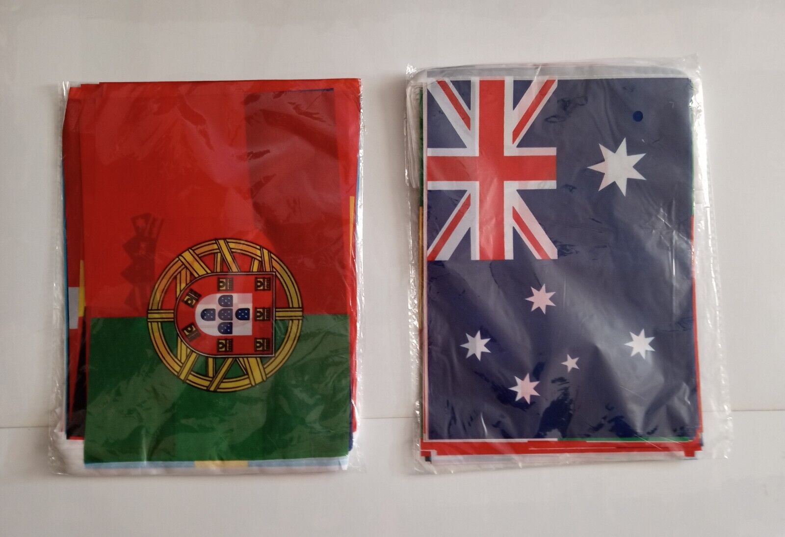 2 EUROCUP 2020 + WORLD CUP 2022 FLAGS ON A STRING SETS FOR $25