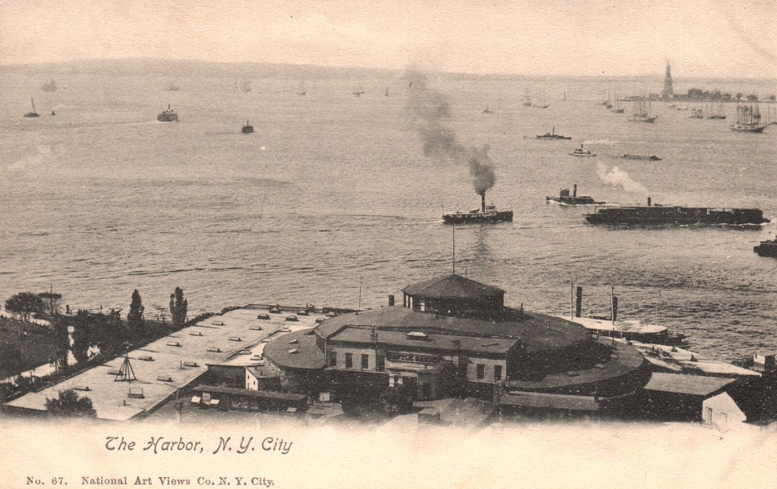 Vintage Postcard The Harbor Panorama Boats & Ships Buiding New York City NYC