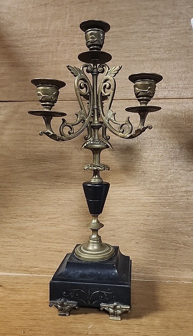 Italian Ornate Brass and Marble Candelabra 4 light 16\