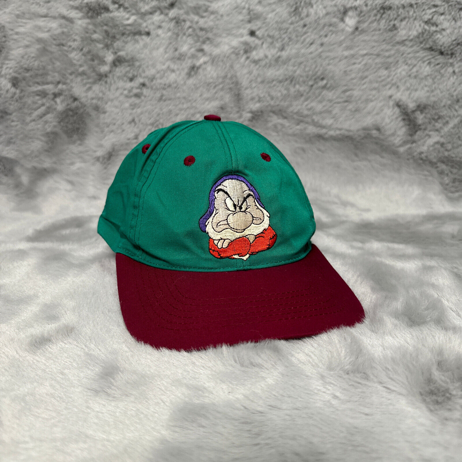 Vintage Grumpy Hat Snap Back Disney Blue Purple Snow White Youth