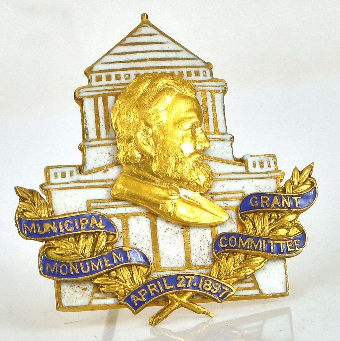 ANTIQUE 1897 ULYSSES S GRANT MUNICIPAL MONUMENT COMMITTEE PIN TIFFANY & CO NYC 