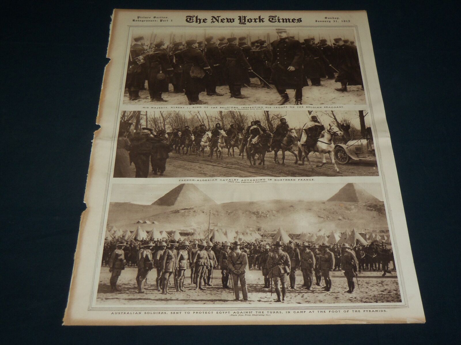 1915 JANUARY 31 NEW YORK TIMES PICTURE SECTION - AUSTRALIAN SOLDIERS - NT 8944