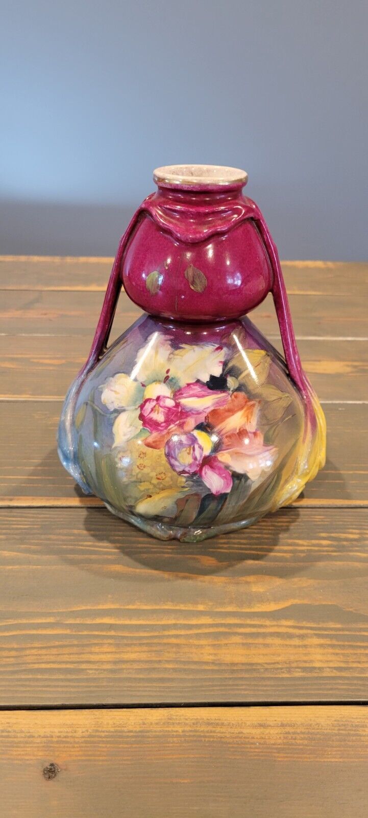 Vase Royal Bonn Franz Multicolor Antique  with 2 handles ANTON MELHEN GERMANY