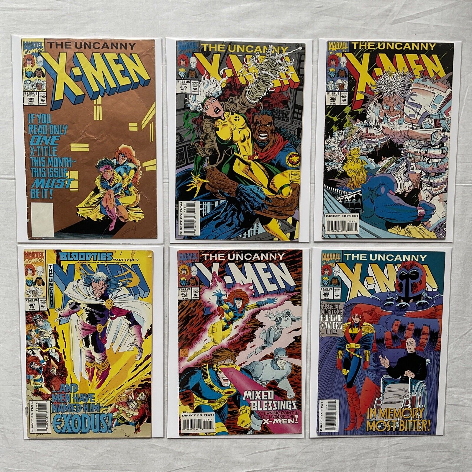 Marvel Uncanny X-Men #303 305 306 307 308 309 1993 1st Appearance of Phalanx Lot
