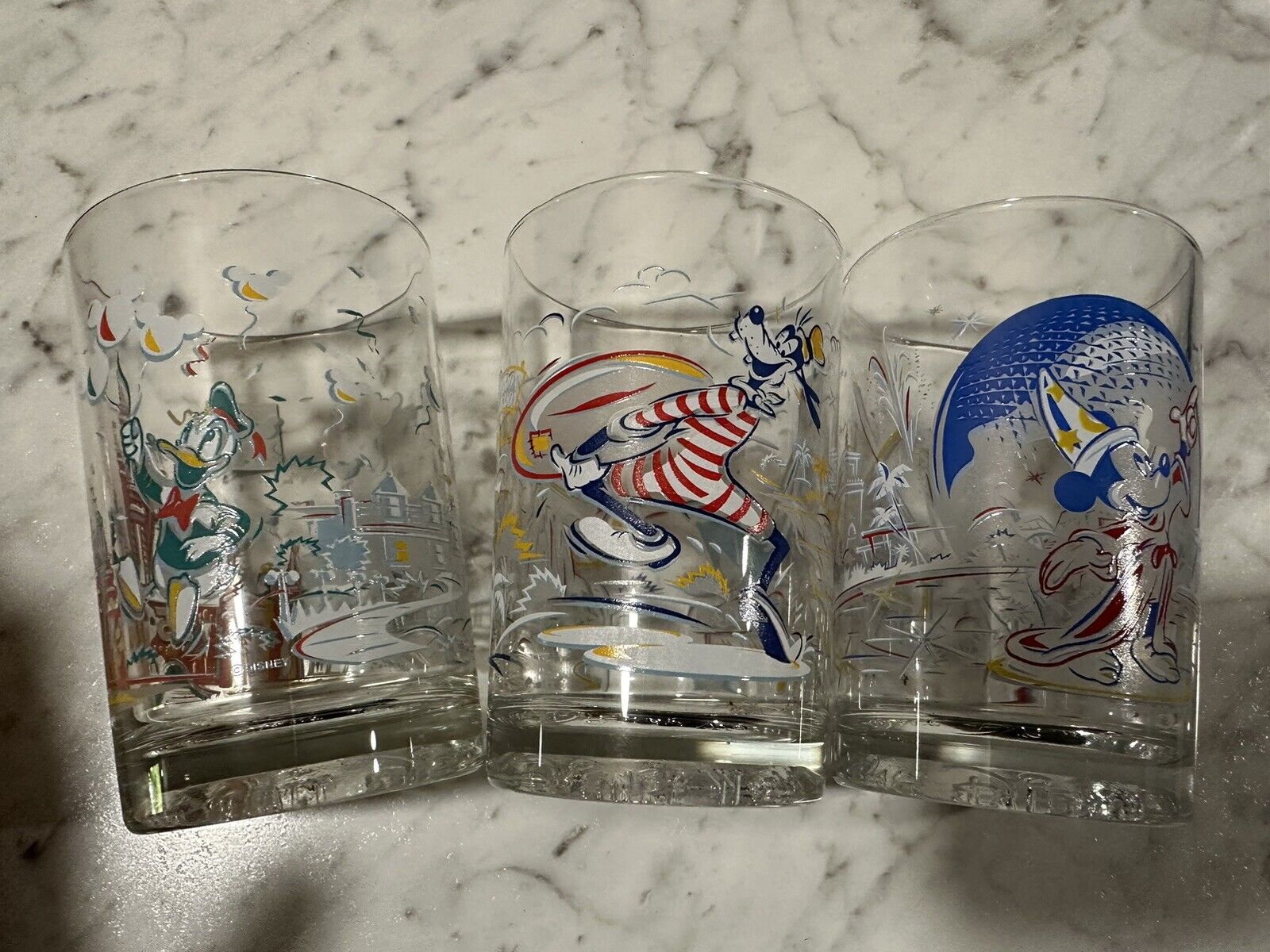 3 Vintage Walt Disney World 25th Anniversary McDonald\'s Drinking Glass cups