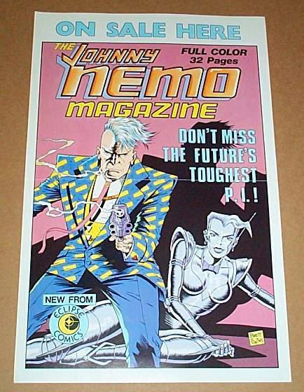 Vintage 1980\'s Johnny Nemo Magazine Eclipse Comics comic book promo poster: 80\'s