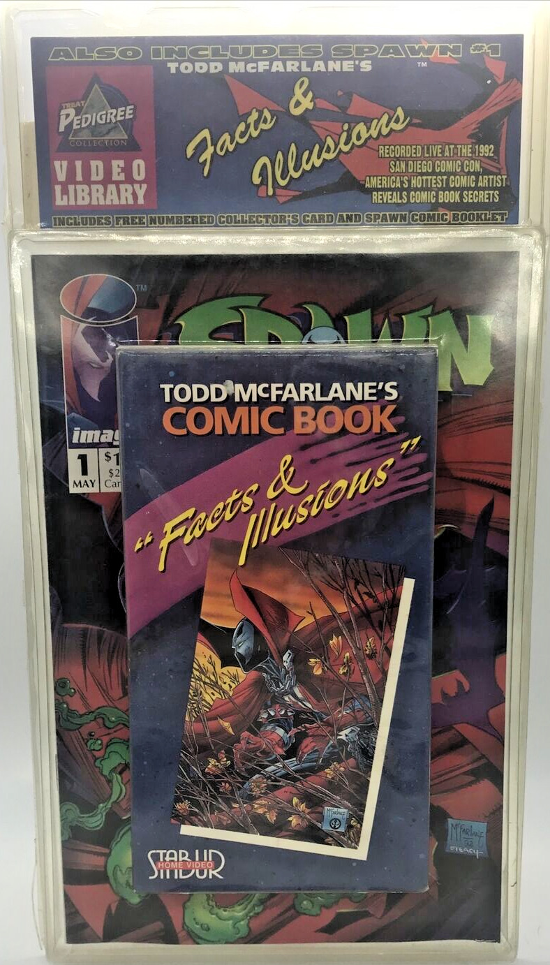 Todd McFarlane\'s Facts & Illusions VHS, Spawn #1 Comic Book, VHS, Booklet & Card