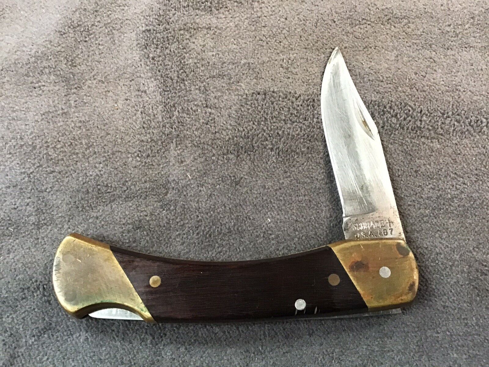 Vintage Schrade LB7 Lockback Folding Hunter Knife, USA.