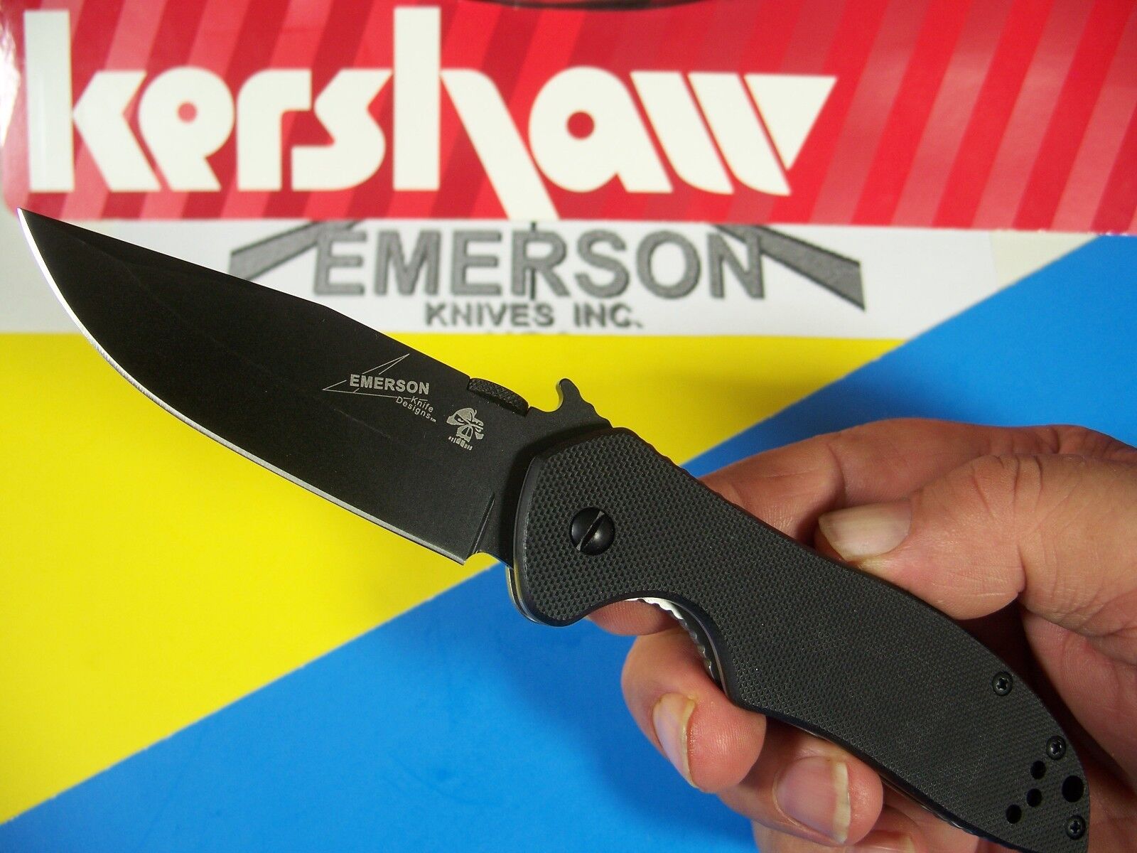KERSHAW EMERSON - Black CQC-6K Hinderer frame-lock G-10 knife wave KAI 6034BLK