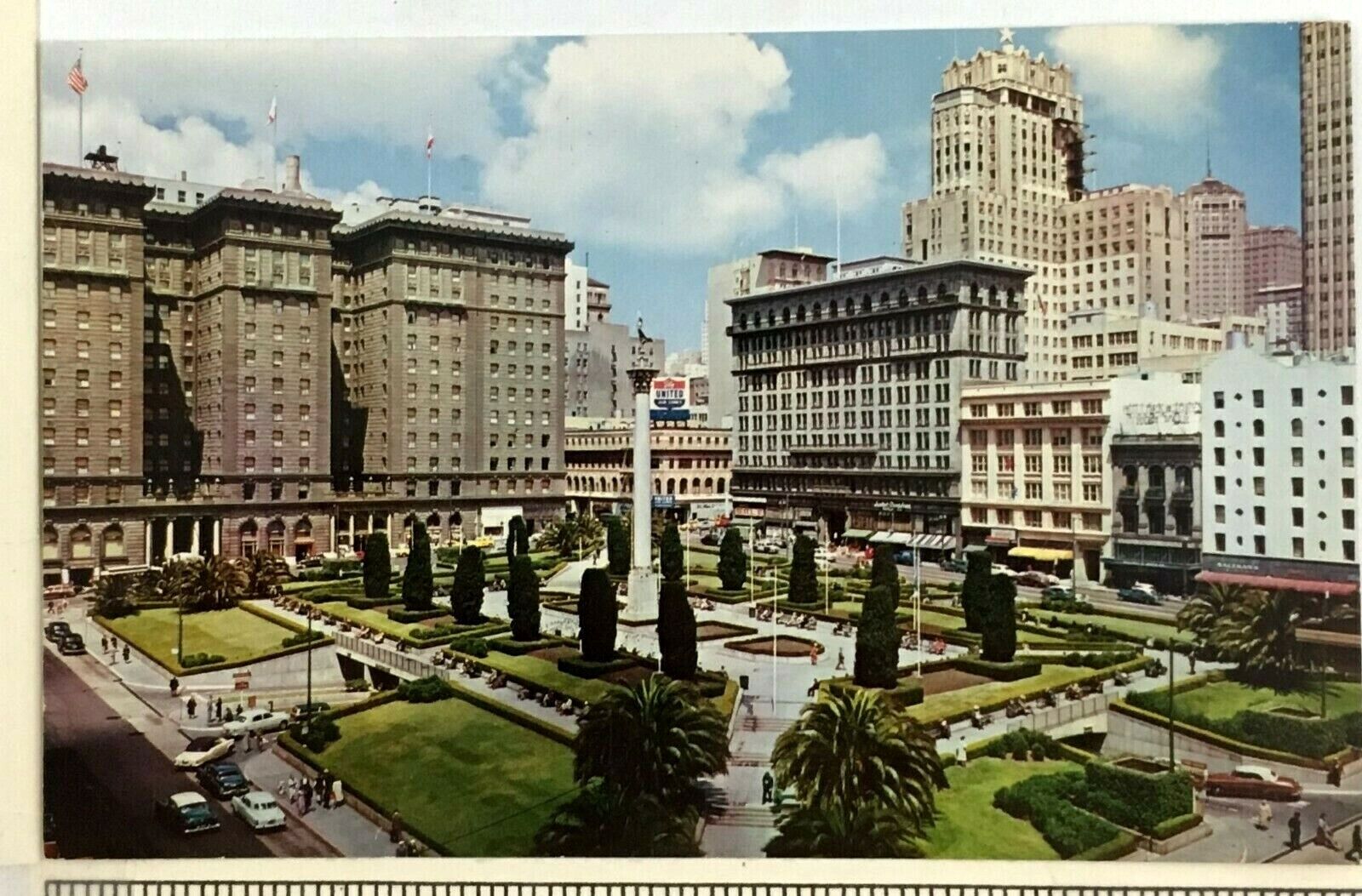 1961 Union Square San Francisco CA Postcard St Francis Drake Hotel United Vtg