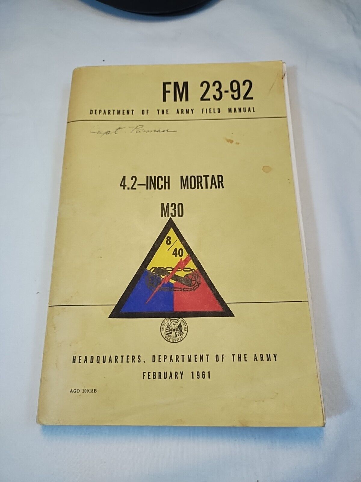 4.2 Inch Mortar Department Of The Army Field Manual Headquarters Vietnam 1961
