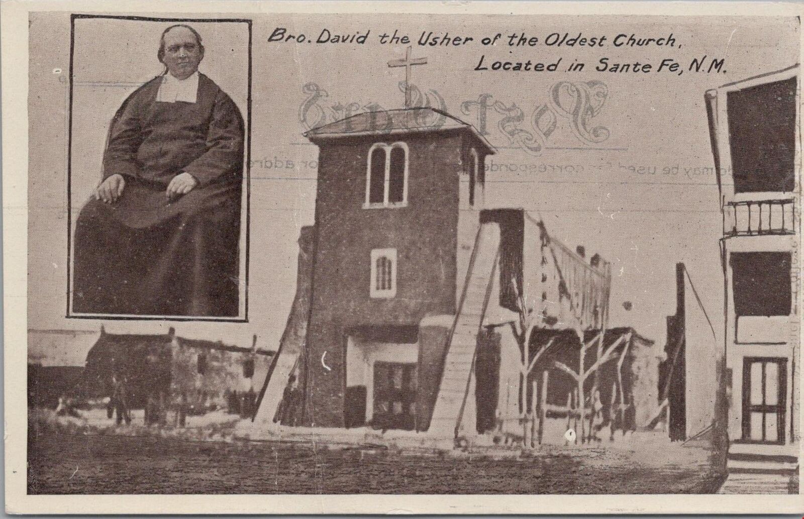 Postcard Bro David The Usher of the Oldest Church Located in Santa Fe NM 