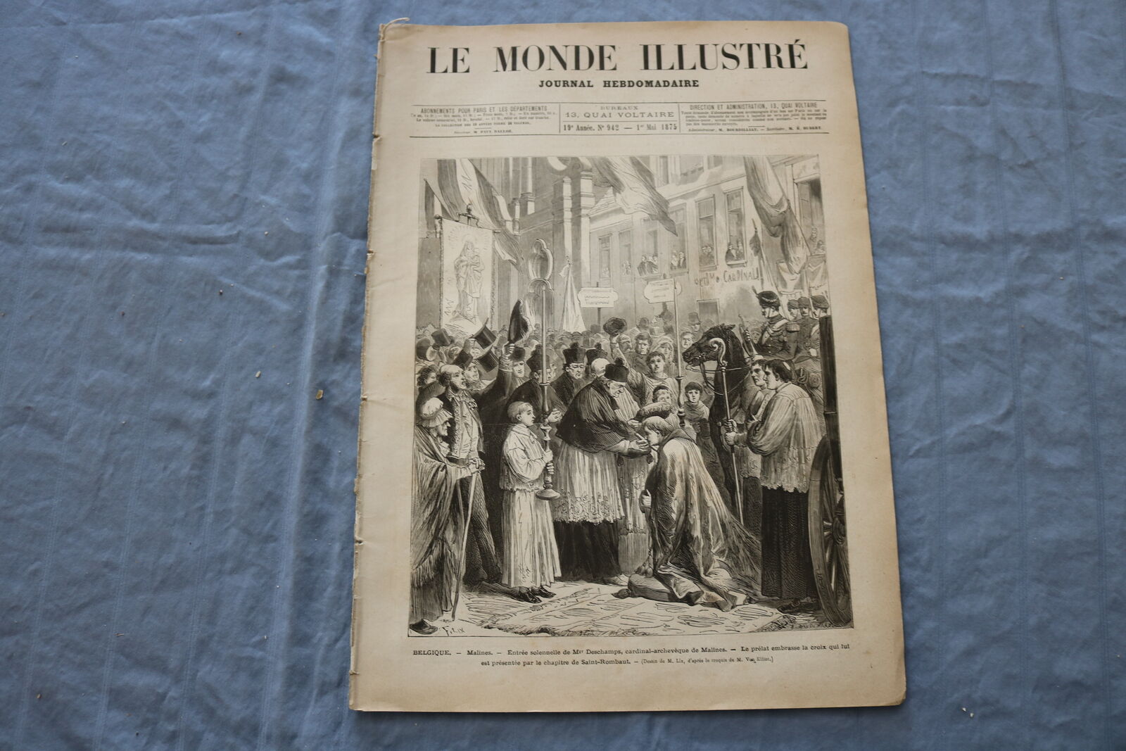 1875 MAY 1 LE MONDE ILLUSTRE MAGAZINE - BELGIQUE - MALINES - FRENCH - NP 8452