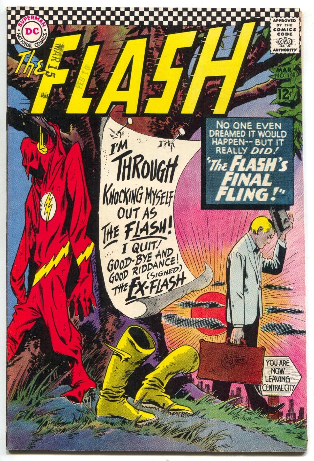 Flash 159 1st Series DC 1966 Carmine Infantino Checkerboard Quits