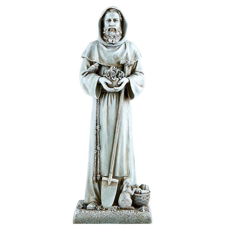 Saint Fiacre Garden Statue 12 inches Elegant Catholic Religious Figurine