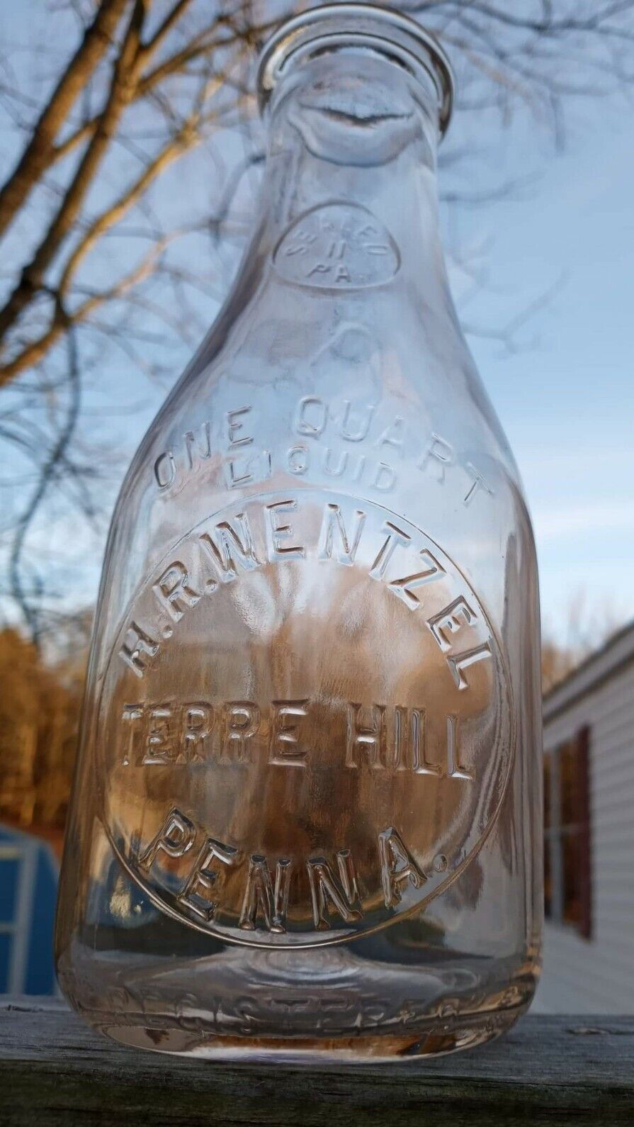 TREQ Milk Bottle H. R. WENTZEL TERRE HILL PENNA. 