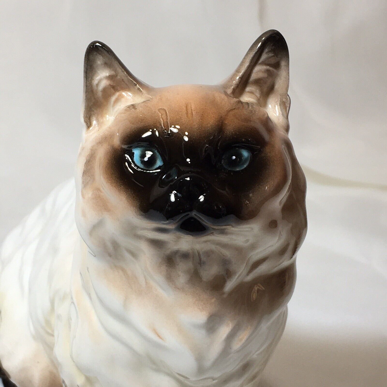 8.5” Himalayan Cat Figurine, Japan, Vintage Glazed Porcelain❤️