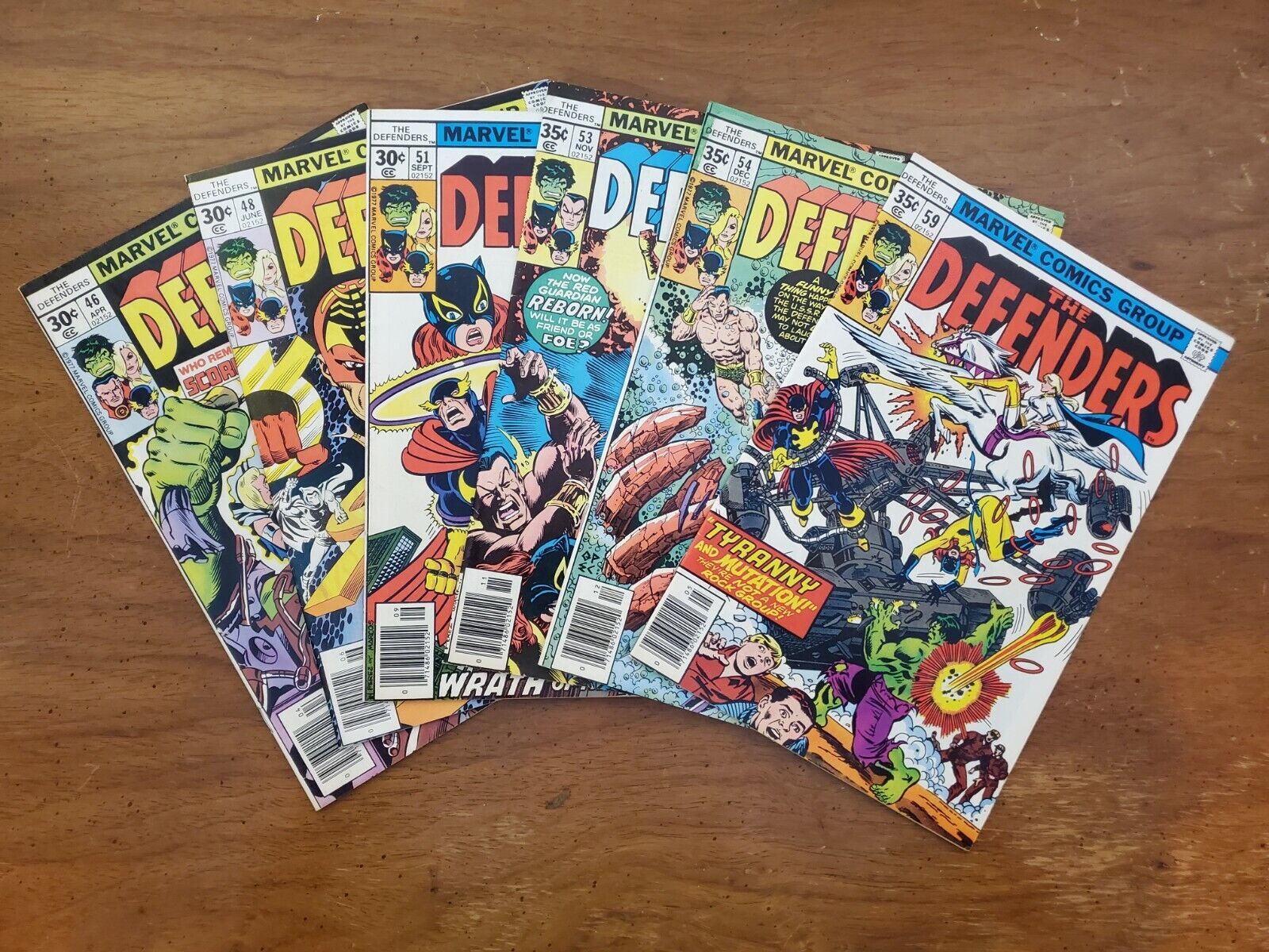 Lot-6 Defenders Comic books. Marvel, #46 48 51 53 54 59 VG/FN to FN