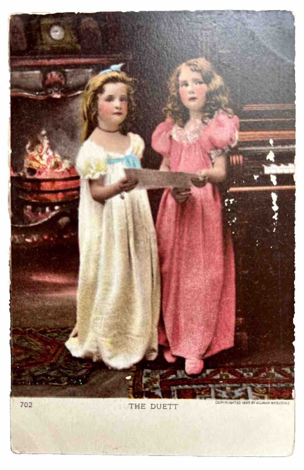 The Duett Vintage Postcard. 1899. Undivided Back Unposted. Girls Singing.