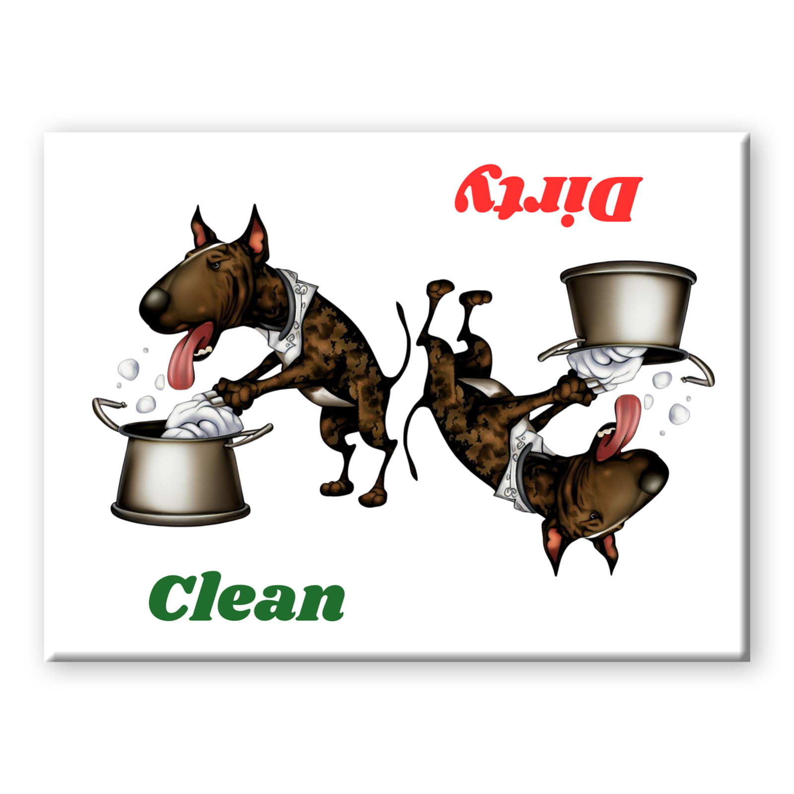 BULL TERRIER Clean Dirty DISHWASHER MAGNET No 2 BRINDLE