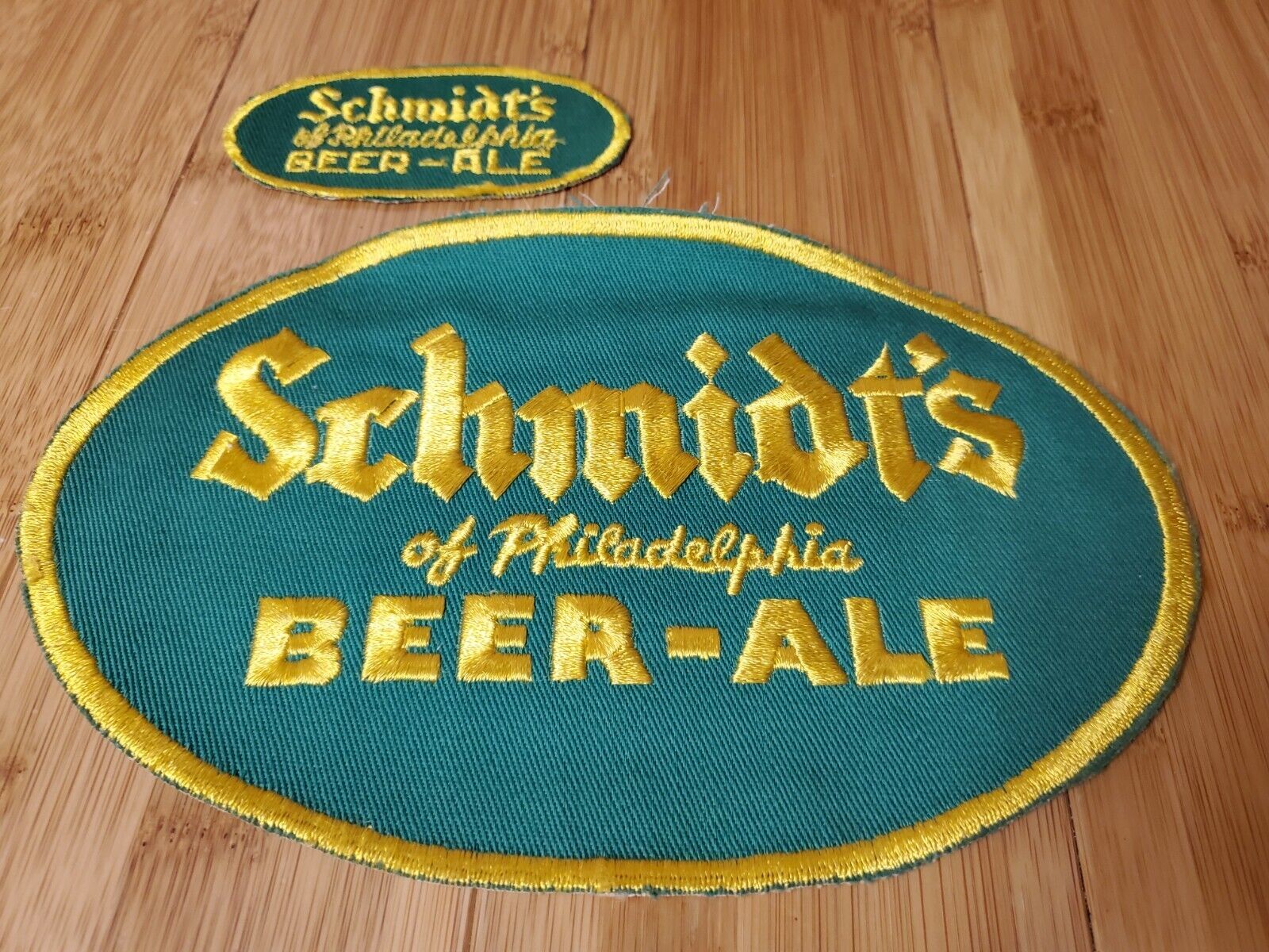 🍺🟩 Vintage Schmidt's Beer Patch Lot. Large for Rear, Small for front. Uniform 