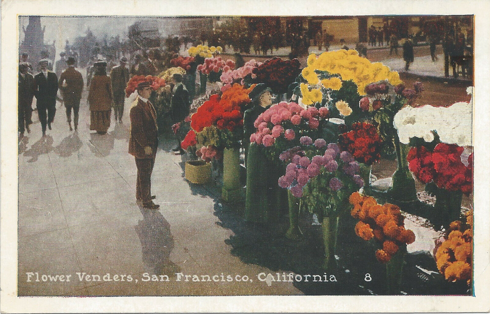 Flower Vendors, San Francisco, California, Early Postcard, Unused