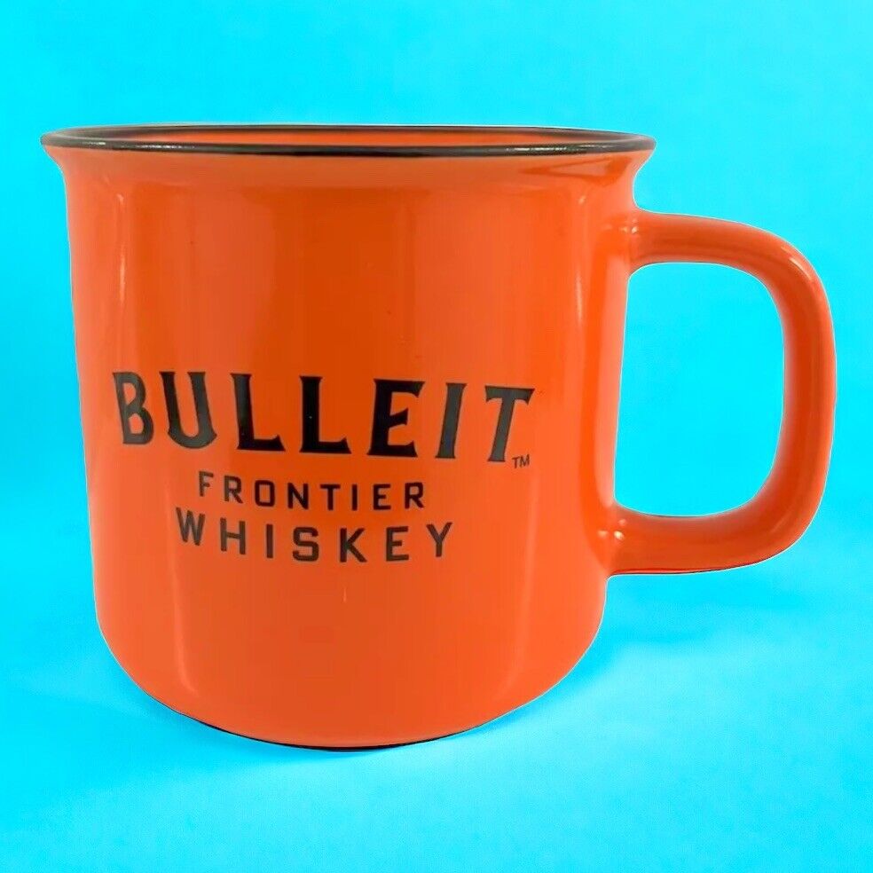 Bulleit Frontier Whiskey Orange w/ Black Rim Ceramic Mug Cup