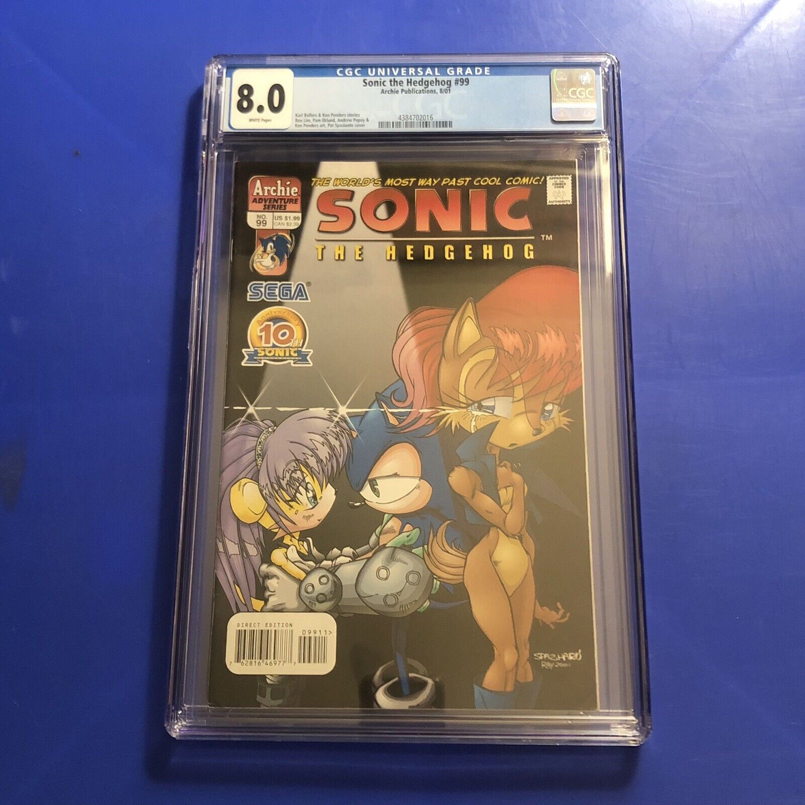 Sonic The Hedgehog #99 CGC 8.0 2ND APPEARANCE SHADOW Archie KNUCKLES Comic 2001