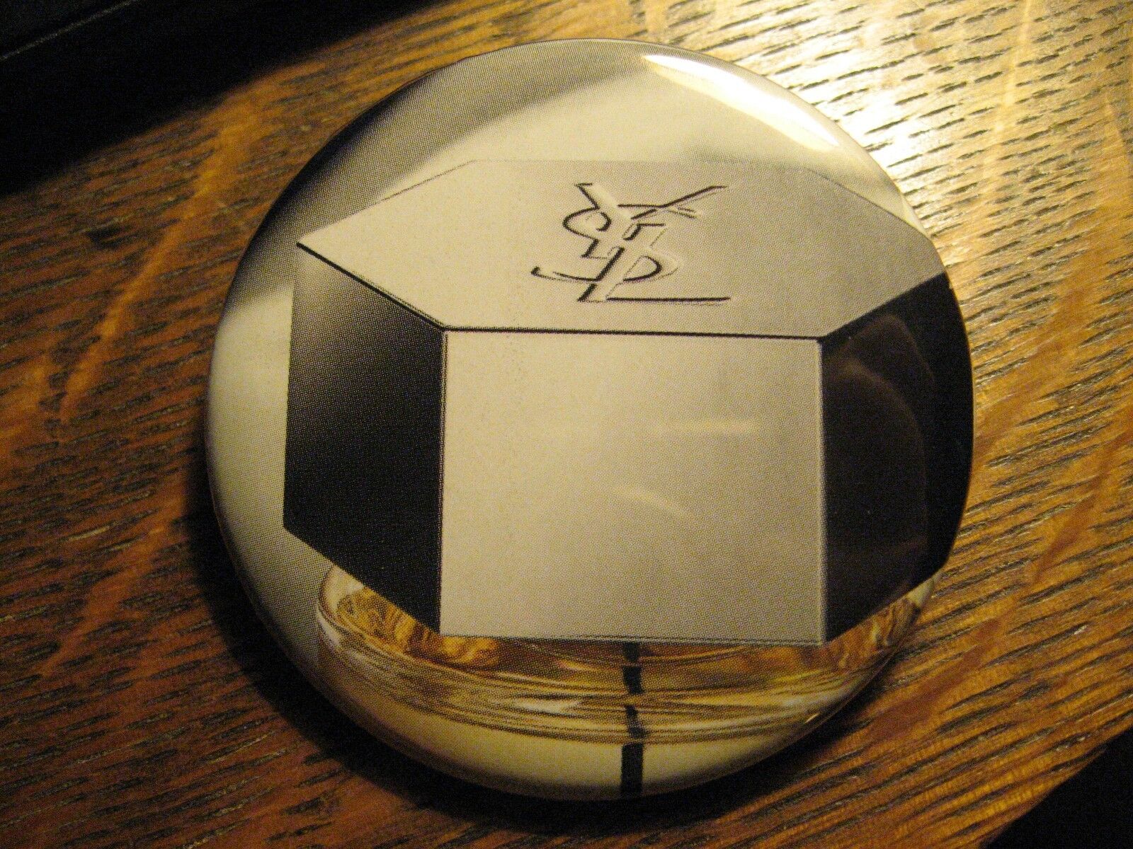 Yves Saint Laurent YSL Perfume Bottle Logo Advertisement Pocket Lipstick Mirror