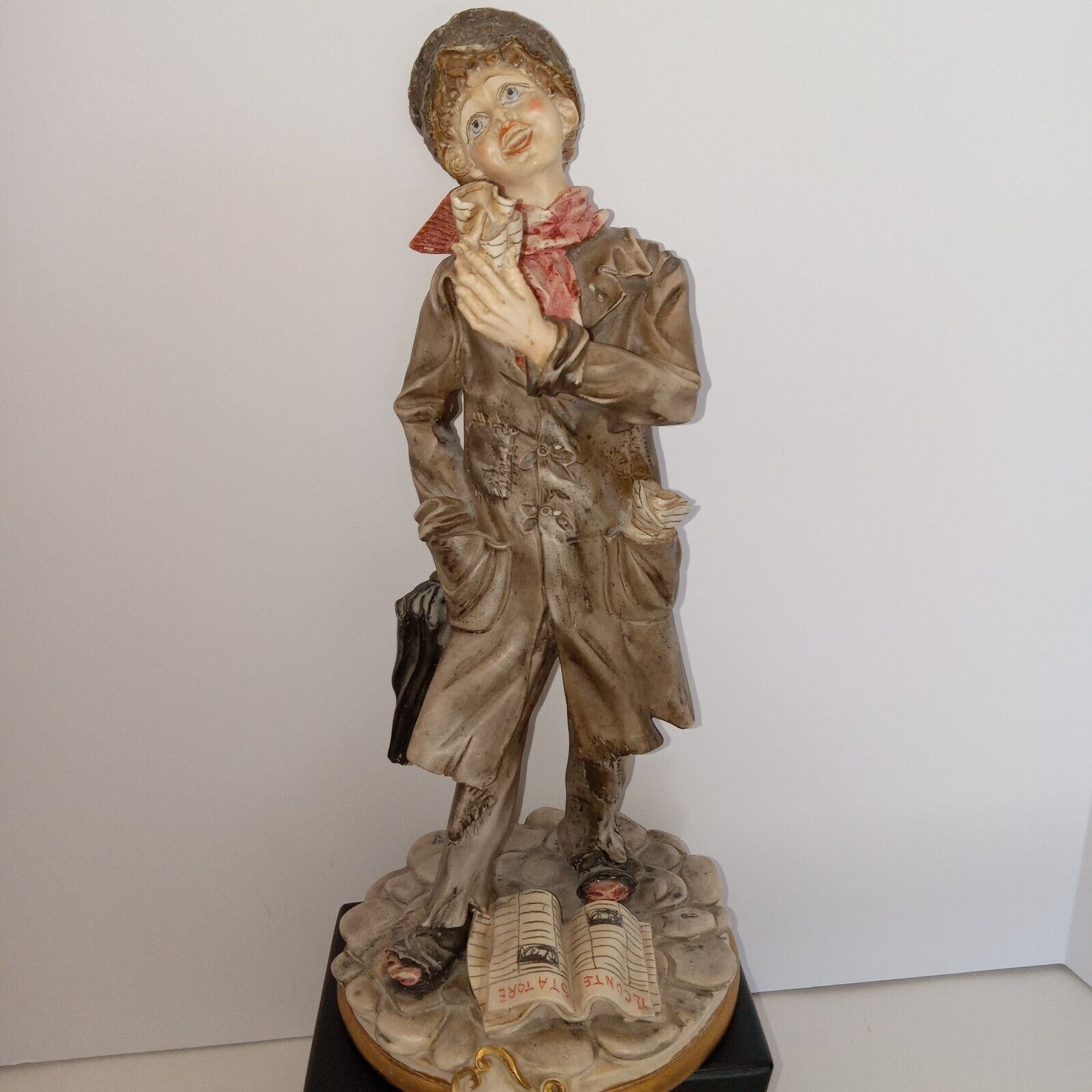 Rare Signed Giuseppi Armani Capodimonte Paper Boy w/Umbrella Italian Sculpture