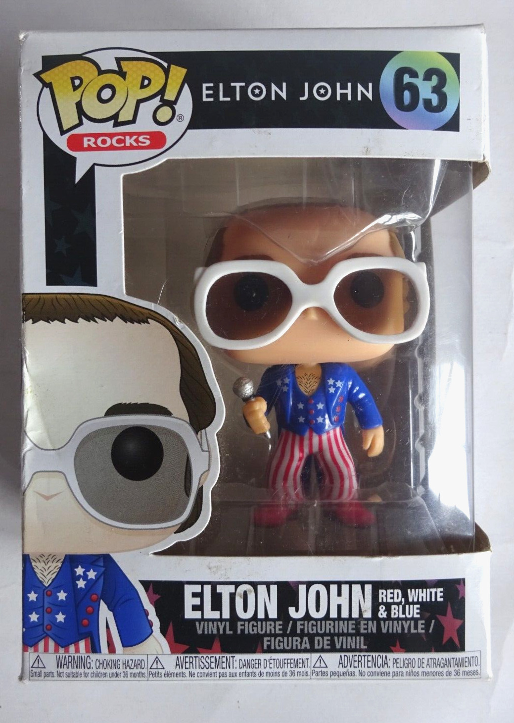 Funko Pop Rocks Elton John #63 Red White & Blue Vinyl Figure