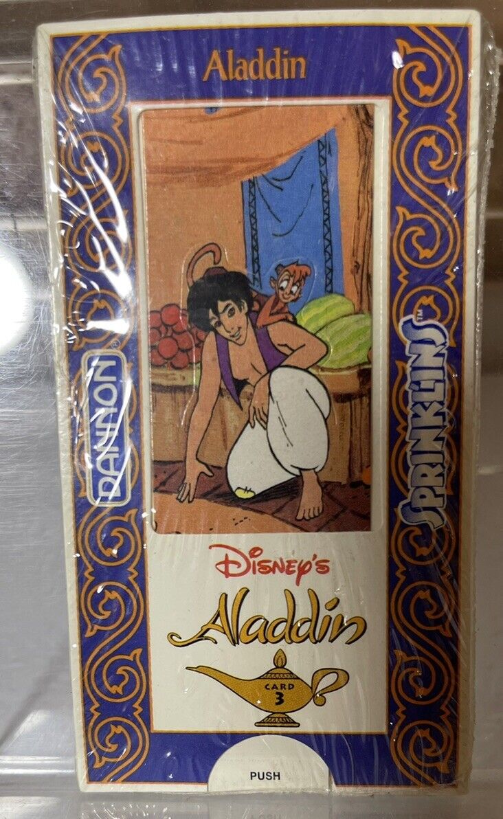 1993 Vintage (Dannon) Disney ALADDIN (Sprink'lins) Pop Up 8 Card Set-SEALED NEW