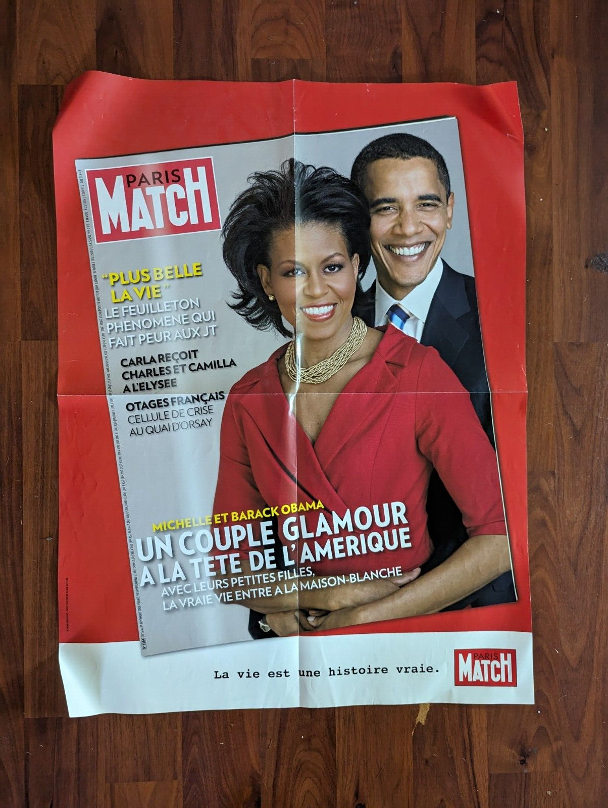 Barack and Michelle Obama Poster Paris Match Advertisement 23 x 31 2008 RARE
