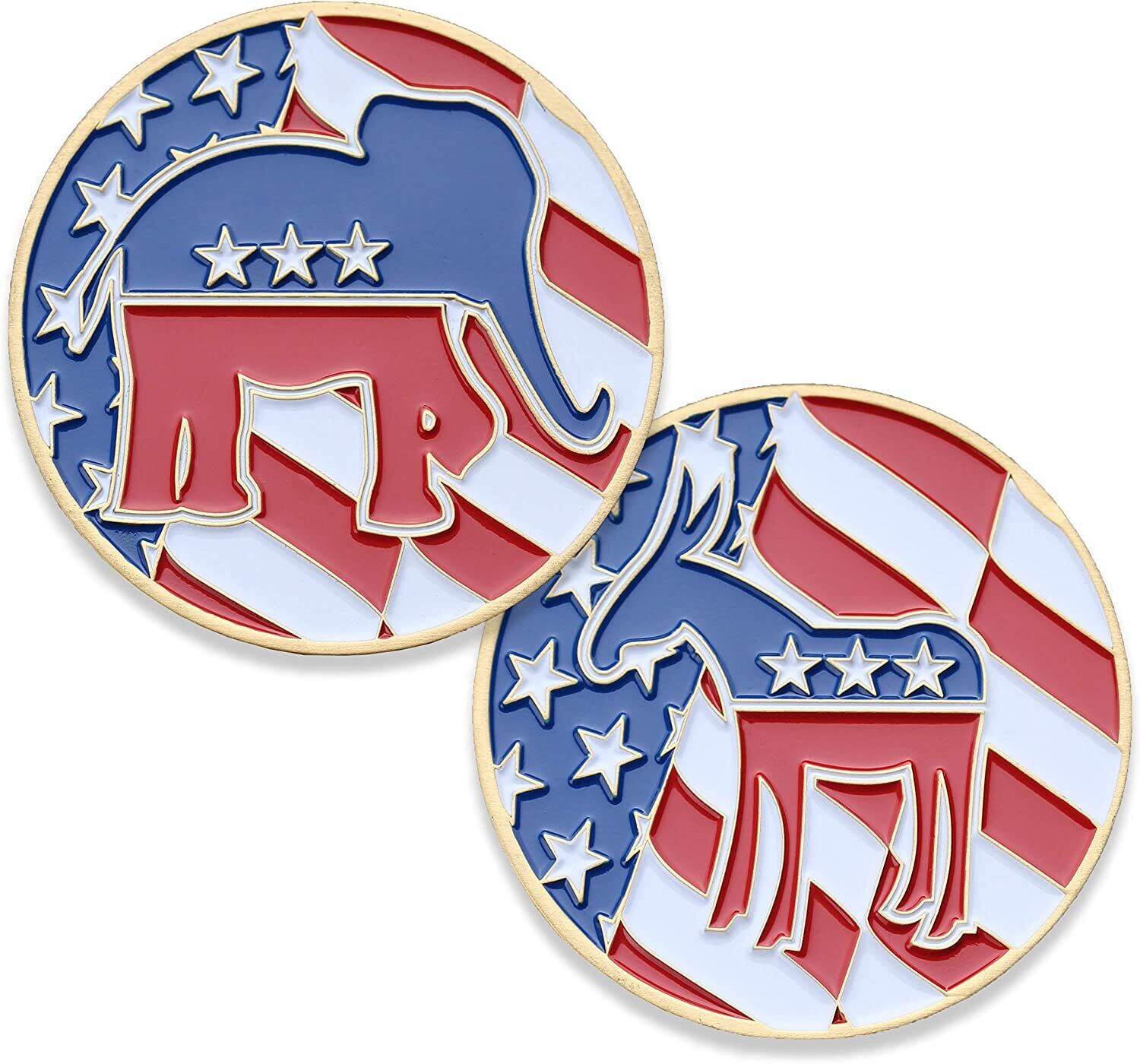 Political Republican Elephant Vs Democrat Donkey Flip Challenge Coin