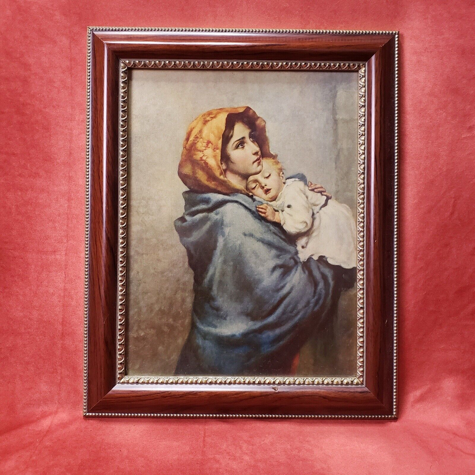 Vintage Madonna of the Streets Roberto Feruzzi print in gold border wooden frame